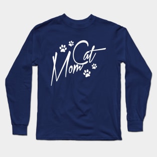 Cat Mom Cute Letter Print Women Funny Graphic Mothers Day Long Sleeve T-Shirt